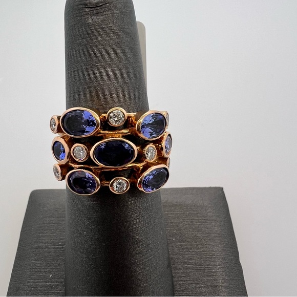 14k Rose Gold Diamond & Tanzanite Ring - Picture 8 of 10